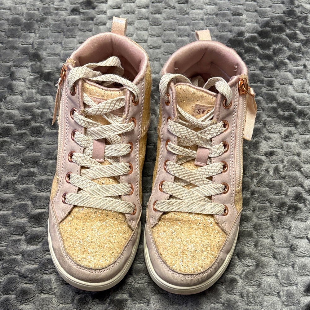 Skechers Kids' Glittery Pink and Gold Sneakers